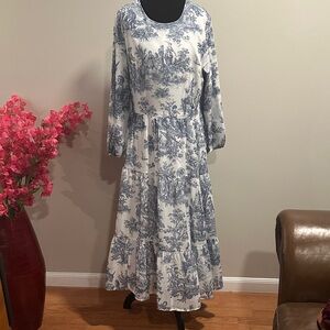 Elegant Blue and White Women's Dress